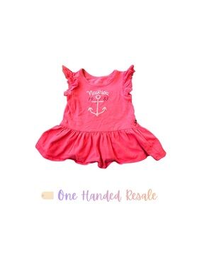 ⚓️ Nautica Bright Pink Girls Ruffle Sleeves Gathered Dress 2T